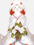 2022 absurd_res anthro asian_clothing blush canid canine clothed clothing digital_media_(artwork) dress east_asian_clothing female fox hair hi_res japanese_clothing mammal open_mouth pink_petals solo tongue tubasa wedding_dress
