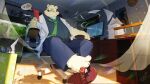 2024 anthro bear bottomwear chair clothing computer detailed_background electronics eyewear fenrir_shino furniture glasses hi_res inside kemono leib_(tas) lifewonders male mammal necktie overweight overweight_male pants polar_bear shirt sitting solo tokyo_afterschool_summoners topwear ursine