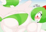 2024 3barts absurd_res big_breasts big_butt blush bouncing_butt breasts bubble_butt butt butt_cleavage butt_focus butt_jiggle butt_squish clothing collar curvy_figure dialogue digital_drawing_(artwork) digital_media_(artwork) dress duo english_text eyelashes female gardevoir generation_3_pokemon green_clothing green_hair green_panties green_underwear hair hi_res huge_breasts huge_butt huge_thighs humanoid jiggling kirlia mary_(3barts) motion_lines nintendo open_mouth panties pokemon pokemon_(species) rear_view red_eyes short_hair simple_background spiked_collar spikes squish text thick_thighs underwear vanessa_(3barts) voluptuous white_body white_skin wide_hips wind