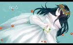  androgynous bad_id bad_pixiv_id black_hair closed_eyes crossdressing doro-p dress flower head_wreath long_hair male_focus nezumi_(no.6) no.6 otoko_no_ko solo water white_dress 