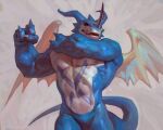 3_fingers abs bandai_namco biceps claws digimon digimon_(species) exveemon facial_horn fingers fist hi_res horn male nose_horn pecs solo taran_fiddler wings