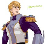  bad_id bad_pixiv_id blonde_hair blue_eyes epaulettes jetpack keith_goodman male_focus power_suit simple_background sky_high solo superhero tiger_&amp;_bunny v-room white_background 