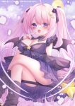  1girl breasts cowboy_shot demon_wings large_breasts magical_girl momochi_chia open_mouth oppai_loli original panties pink_hair purple_eyes twintails underwear wings 