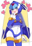 1girl absurdres blue_eyes blush breasts buzzlyears fairy_leviathan_(mega_man) highres looking_at_viewer medium_breasts mega_man_(series) mega_man_zero_(series) open_mouth smile smug solo 