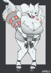absurd_res akibarx anthro big_breasts blue_eyes boots breasts claws cleavage clothed clothing dragon female footwear fur generation_5_pokemon hi_res high_heeled_boots high_heels huge_breasts legendary_pokemon nintendo pokemon pokemon_(species) reshiram simple_background solo tail thick_thighs white_body white_fur