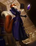 anthro arcanaloth_(dnd) book canid canine clothed clothing detailed_background dungeons_and_dragons female fox fur hasbro hi_res lukavminaev mammal orange_body orange_fur solo white_body white_fur wizards_of_the_coast yellow_eyes