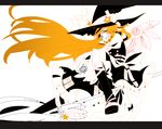  adapted_costume bad_id bad_pixiv_id belt blonde_hair braid broom eyepatch grin hat highres kirisame_marisa long_hair mini-hakkero smile solo sooru0720 star touhou wings yellow_eyes 