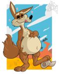 anthro belly big_belly bone canid canine canis coyote digestion fatal hi_res looney_tunes male mammal oral_vore skinnyfat solo vore warner_brothers wile_e._coyote