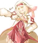  :d alice_(tales) bad_id bad_pixiv_id blonde_hair character_name coat dress hand_on_hip happy jionghai open_mouth short_hair smile solo tales_of_(series) tales_of_symphonia tales_of_symphonia_knight_of_ratatosk veil yellow_eyes 