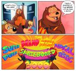 2023 animatronic anthro bear billy_bob_brockali brown_bear brown_body brown_fur canid canine canis clothed clothing comic creative_engineering_incorporated daisiloou detailed_background digital_media_(artwork) domestic_dog dook_larue english_text female fur grizzly_bear hair hi_res machine makeup male mammal mitzi_mozzarella mouse murid murine overweight overweight_male presenting robot rodent showbiz_pizza_place simple_background skateboard text the_rock-afire_explosion ursine