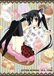  ahiduck animal_ears black_hair brown_eyes cat_ears cookie cupcake doughnut food k-on! long_hair nakano_azusa plaid plaid_skirt skirt solo twintails 