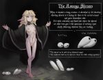 absurd_res anorexia areola barefoot black_background black_cloak blonde_hair blue_eyes breasts cloak cloak_only clothing collar dddoodles elf eyelashes feet female fungus genitals hair hi_res humanoid humanoid_pointy_ears long_hair mushroom nipples nude pale_skin pink_areola pink_nipples pussy simple_background small_breasts solo text visible_ribs