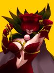 bandai_namco breasts cc-by-nc-nd creative_commons digimon digimon_(species) elemental_creature elemental_humanoid female fingers flora_fauna hi_res humanoid navel not_furry plant plant_humanoid powderrune rosemon simple_background smile solo yellow_background
