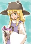  animalization frog moriya_suwako shamucchi sketch smile solo touhou yasaka_kanako 