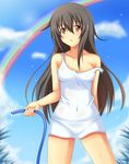  :o arm_behind_back bad_id bad_pixiv_id bare_shoulders black_hair blush breasts brown_eyes cloud collarbone day dress hose long_hair medium_breasts minatsuki_nao navel original panties rainbow see-through sky solo strap_slip sundress underwear wet wet_clothes 