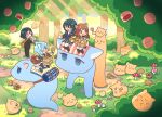  1boy 3girls :d ai-chan_(misskey.io) armband basket black_dress black_hair black_jacket black_pants black_socks blob_(google) blue_eyes blue_hair blue_sweater_vest blush cat cat_boy cat_girl commentary_request crossdressing dress food forest fruit green_armband green_eyes holding holding_basket husui_parashi jacket kneehighs maid medium_hair miniskirt misskey.io multiple_girls murakami-san_(misskey.io) mushroom nature open_mouth orange_(fruit) otoko_no_ko outdoors pants pink_eyes plaid plaid_skirt puffy_short_sleeves puffy_sleeves red_eyes short_hair short_sleeves sitting skirt smile socks suit sweater_vest syuilo_(misskey.io) tanabe_mio_(misskey.io) wariza 