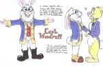 &lt;3 age anthro beard blue_eyes bottomless bow_tie captain cheerful clothed clothing coat cursive disney duo eyewear facial_hair footwear glasses hair hand_on_chest lagomorph leporid long_hair male male/male mammal model_sheet old rabbit rabbit_(winnie_the_pooh) romantic romantic_couple rubber_boots shoes smile spats spread_arms tailcoat text timon-berkowitz topwear vest winnie_the_pooh_(franchise)