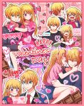  &gt;_&lt; 1boy 1girl absurdres arm_hug arms_on_another&#039;s_shoulder asgykk black_shirt blazer blonde_hair blue_eyes blue_jacket blue_shirt blue_shorts blush book border bow bowtie brother_and_sister brown_pants candy chocolate chocolate_bar clenched_hand clenched_hands closed_eyes closed_mouth collared_jacket commentary_request cowlick crossed_bangs double-parted_bangs dress dress_shirt english_text facing_viewer food frilled_dress frills from_behind from_side grey_jacket hair_between_eyes hair_ribbon hand_on_another&#039;s_neck hand_on_another&#039;s_thigh hands_on_another&#039;s_arm hands_on_another&#039;s_shoulder hands_up happy_valentine head_on_another&#039;s_shoulder heart hetero highres holding holding_book hoshino_aquamarine hoshino_ruby hug incest jacket lapels leaning_on_person legs_folded long_hair long_sleeves looking_down looking_to_the_side notched_lapels notice_lines one_side_up open_book open_clothes open_jacket open_mouth oshi_no_ko outline own_hands_together pants parted_lips pinafore_dress pink_border pink_dress pink_eyes pink_ribbon pink_scrunchie pink_shirt puffy_short_sleeves puffy_sleeves purikura reading red_bow red_bowtie ribbon school_uniform scrunchie shirt short_hair short_sleeves shorts siblings sitting sitting_on_person sleeveless sleeveless_dress smile sparkle_print speech_bubble star-shaped_pupils star_(symbol) swept_bangs symbol-shaped_pupils teeth tile_background turning_head twins variations white_outline white_shirt wrist_scrunchie youtou_high_school_uniform 