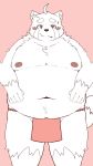 2024 ailurid anthro asian_clothing belly big_belly blush clothing east_asian_clothing fundoshi hi_res humanoid_hands japanese_clothing kemono male mammal menmen_kesinn moobs navel nipples overweight overweight_male pink_background red_clothing red_fundoshi red_panda red_underwear simple_background solo underwear