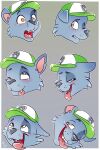 ahegao baseball_cap black_nose canid canine canis clothing cute_fangs domestic_dog ears_down eye_roll floppy_ears fuf green_clothing green_hat green_headwear grey_body hat head_only headgear headshot_portrait headwear looking_pleasured male male_focus mammal mixed_breed narrowed_eyes one_eye_closed paw_patrol pink_tongue pivoted_ears portrait rocky_(paw_patrol) sharp_teeth shocked shocked_expression shocked_face solo_focus spots teeth tongue tongue_out