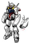  artist_request duel_gundam gundam gundam_seed mecha mobile_suit no_humans redesign robot science_fiction sketch v-fin weapon 