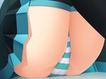  black_legwear close-up hatsune_miku panties pantyshot pantyshot_(sitting) pleated_skirt samuneturi sitting skirt solo striped striped_panties thighhighs underwear vocaloid 