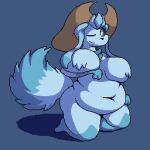 belly big_belly big_breasts breasts eeveelution feature generation_4_pokemon glaceon hi_res isagoodfriend navel nintendo pokemon pokemon_(species) smile smiling_at_viewer thick_thighs