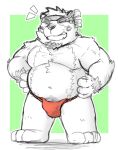 2024 anthro asian_clothing bear belly clothing east_asian_clothing eyes_closed fundoshi goujuyu hi_res humanoid_hands japanese_clothing kemono male mammal moobs open_mouth overweight overweight_male red_clothing red_fundoshi red_underwear simple_background smile solo underwear