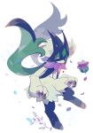  1other :3 auko color_guide commentary_request full_body highres looking_at_viewer meowscarada no_humans petals plant pokemon pokemon_(creature) pokemon_sv red_eyes signature simple_background solo white_background 