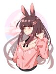 animal_humanoid brown_hair clothed clothing eyebrow_through_hair eyebrows female fingers hair humanoid lagomorph lagomorph_humanoid leporid_humanoid long_hair mammal mammal_humanoid pink_clothing powderrune rabbit_humanoid solo translucent translucent_hair