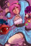  alternate_costume bad_id bad_pixiv_id ball bed blue_flower blue_rose building_block eyeball flower frills hairband heart jack-in-the-box john_marica kaenbyou_rin kaenbyou_rin_(cat) komeiji_satori lips lying on_back pink_hair purple_eyes purple_flower purple_rose red_eyes rose rubber_duck sash short_hair sleeves_past_wrists slit_pupils solo stuffed_animal stuffed_toy teddy_bear thighhighs third_eye touhou toy white_legwear 