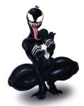  alien breasts camel_toe crossgender darknud female humanoid long_tongue mammal marvel not_furry open_mouth sharp_teeth she-venom simple_background spider-man_(series) spread_legs spreading symbiote teeth tongue tongue_out venom_(spider-man) white_background 