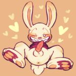 &lt;3 anthro blush eggsslimeything fluffy fluffy_tail genitals hi_res lagomorph male mammal max_(sam_and_max) penis rope sam_and_max sharp_teeth smile solo tail teeth tied-up warm_colors