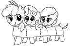  apple_bloom_(mlp) applebloom_(mlp) centipede costume cub cute cutie_mark_crusaders_(mlp) equine eyelashes female feral foal friendship_is_magic group hasbro horn horse looking_back mammal monochrome my_little_pony pincers pony scootaloo_(mlp) smile sweetie_belle_(mlp) unicorn unknown_artist young 