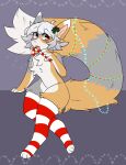 absurd_res anthro arcanis_(hahaluckyme) calico_cat chest_tuft clothing domestic_cat felid feline felis fur grey_body grey_fur hair hi_res holding_candy_cane legwear licking licking_candy mammal marbelle mostly_nude open_mouth red_eyes sapph solo thigh_highs tongue tongue_out tuft white_body white_fur white_hair yellow_body yellow_fur