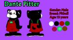 black_body black_fur canid canine canis clothing dante_pitter_(toonartist102) domestic_dog english_text fur hi_res male mammal mistletoe model_sheet overalls overalls_only pit_bull plant red_overalls simple_background solo text toonartist102 white_body white_fur