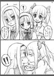  akemi_homura bad_id bad_pixiv_id blush comic genshi greyscale homu kaname_madoka kiss magical_girl mahou_shoujo_madoka_magica monochrome multiple_girls sketch smile translated yuri 