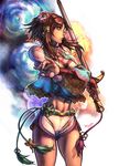  bad_deviantart_id bad_id brown_eyes brown_hair chai_xianghua choker eon_forgery flower from_side hair_ornament jewelry midriff short_hair shorts signature solo soulcalibur soulcalibur_iv sword weapon 