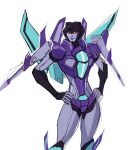  1girl colored_skin grey_skin hands_on_own_hips highres humanoid_robot kevin_raganit mechanical_wings panties purple_lips purple_panties red_eyes robot robot_girl simple_background slipstream_(transformers) solo transformers underwear white_background wings 
