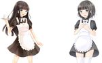  apron black_hair blue_eyes bow drink original retorillo saine signa thighhighs waitress white 