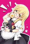  bad_id bad_pixiv_id bespectacled black_dress blonde_hair coffee_mug cup dress earrings eating egg food glasses hair_ribbon highres jewelry kirisame_marisa long_hair masaru.jp mug newspaper ribbon shirt solo star star_earrings toast touhou wristband yellow_eyes 