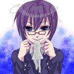  corpse_party glasses oneko-nnnn paper_doll purple_eyes purple_hair saenoki_naho short_hair solo 