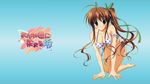  akane-iro_ni_somaru_saka all_fours armband bikini blue_eyes blush breasts brown_hair cleavage hair_ribbon highres leaning_over long_hair nagase_minato ribbon ryohka ryouka_(suzuya) side_ponytail smile swimsuit wallpaper 