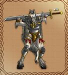armor barbarian codpiece drqube equid equine female fur fur_cape hooves horse horseshoe intersex mammal medieval_armor medieval_clothing melee_weapon muscular muscular_female solo solo_focus solo_in_panel sword tail weapon white_body white_fur