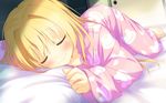  bed blonde_hair game_cg irotoridori_no_sekai nikaidou_shinku nipple_slip pajamas shida_kazuhiro sleeping twintails 