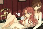  bath bathtub brown_eyes brown_hair bubble bubble_blowing bubble_pipe flat_chest long_hair misaka_mikoto multiple_girls no_nipples nude shared_bathing shirai_kuroko short_hair to_aru_kagaku_no_railgun to_aru_majutsu_no_index water yuri yuuyu_(777) 