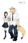  canine clothed clothing couple dlion0000 duo female fox human kemokare male mammal music_player necktie plain_background skirt straight white_background white_shirt 