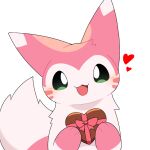  alternate_color bow candy chocolate commentary food furret green_eyes heart heart-shaped_chocolate holding no_humans open_mouth pink_bow pokemon pokemon_(creature) shiny_pokemon smile symbol-only_commentary taro_(tontaro) 