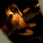  bad_id bad_pixiv_id braid brown_eyes brown_hair dark gou_(tomero) madotsuki mary_janes open_mouth sepia shoes sitting skirt solo twin_braids wariza wince yume_nikki 