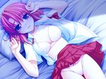  asami_asami bed bra fake_azure_arcology game_cg open_shirt orikura_rio panties red_hair skirt underwear 